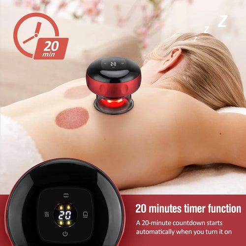 Smart Electric Cupping Massager — Red Light Heat Therapy, 12-Level Suction