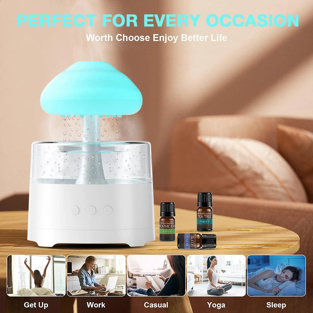 Mushroom Cloud Rain Humidifier — Colour-Changing Night Light