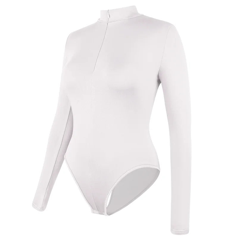 Women Thermal Underwear Mock Neck Bodysuit Long Sleeve Shapewear Sexy Deep V Body Shaper Slimming Zipper Jumpsuit  Warmth Basic