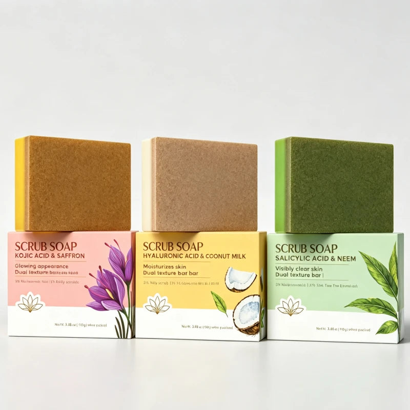 Indian Neem Salicylic Acid Niacinamide Face Body Scrub Soap Bar,Hyaluronic Acid Coconut Milk Kojic Acid Turmeric Facial Cleaner