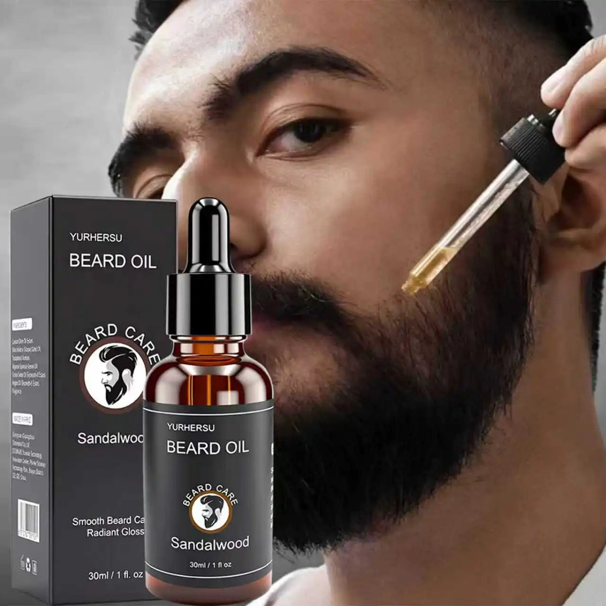 YURHERSU 30ml New Facial Hair and Beard Growth Oil Is Suitable for Men's Thick, Soft, Smooth, Nutritious Beard Oil Beard