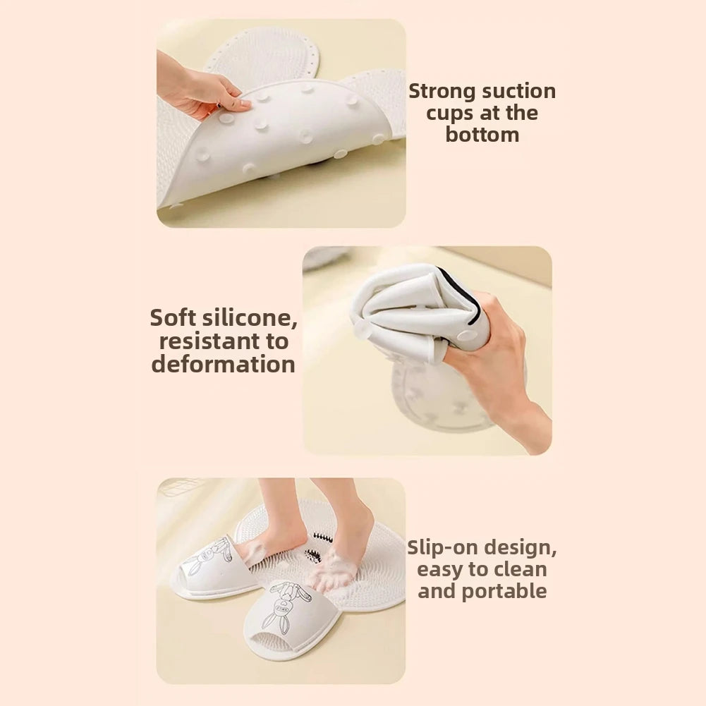 Non-Slip Silicone Foot Scrubber Mat — Hands-Free Bath Massager