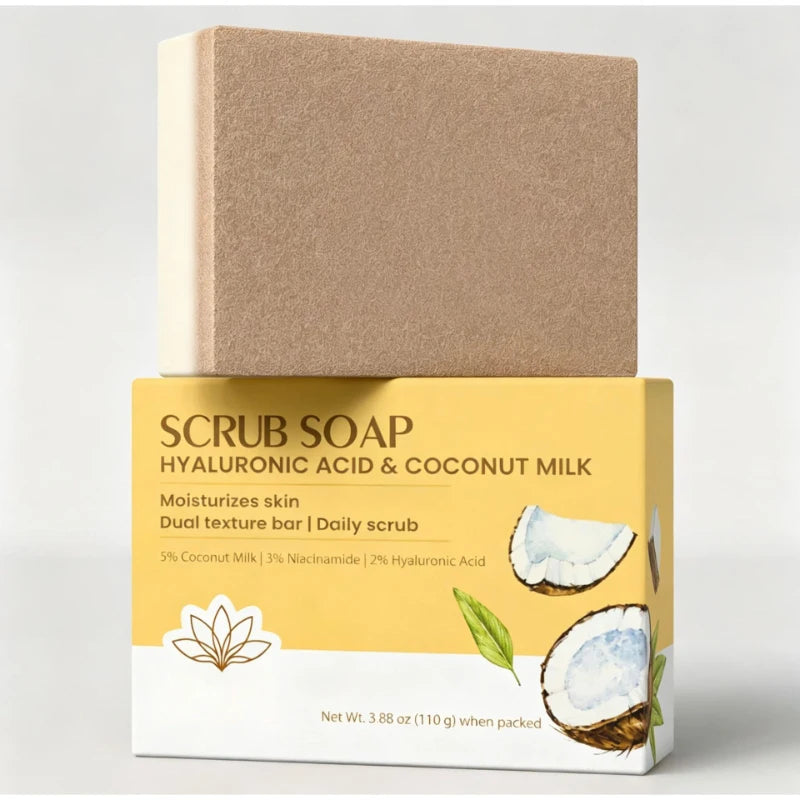 Indian Neem Salicylic Acid Niacinamide Face Body Scrub Soap Bar,Hyaluronic Acid Coconut Milk Kojic Acid Turmeric Facial Cleaner