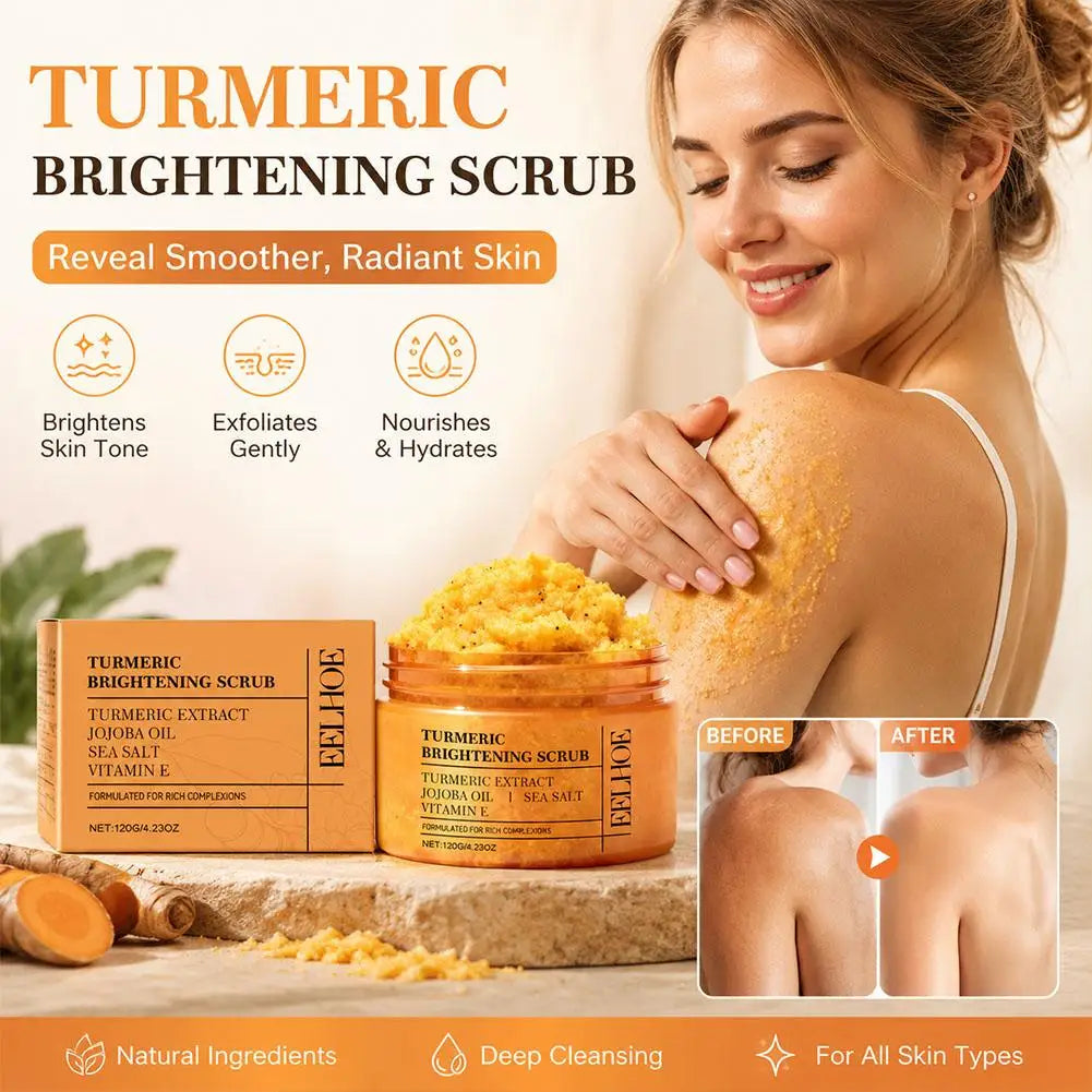 120G 1/2/3PCS Turmeric Body Scrub - All-Natural Exfoliator for Body, Face, Hand & Foot, Gently Moisturizes & Brightens Skin Care