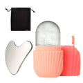 1/3Pcs Facial Cleansing Tool,Heart-Shaped Scraping Tool, Ice Facial Roller, A Flannel Bag, Face Lifting Beauty Skin Care Tools