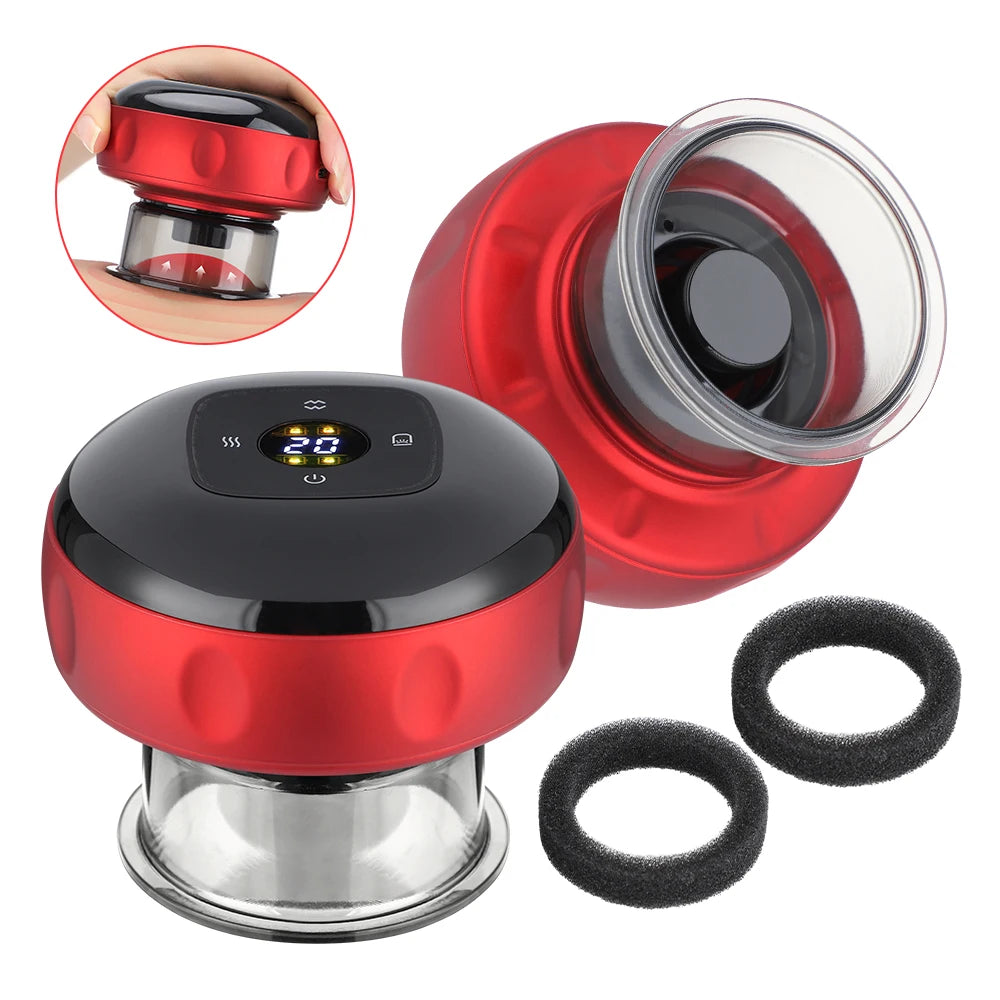 Smart Electric Cupping Massager — Red Light Heat Therapy, 12-Level Suction