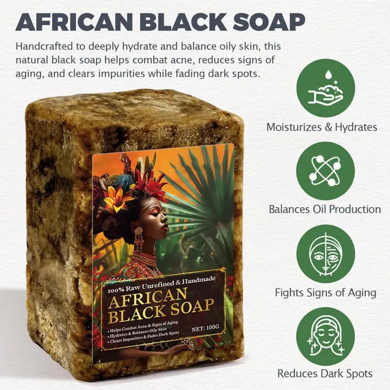 African Black Soap Deep Cleaning Exfoliate Facial Moisturizing Skin Smoothing Face body Soap Nourishing and revitalizing soap