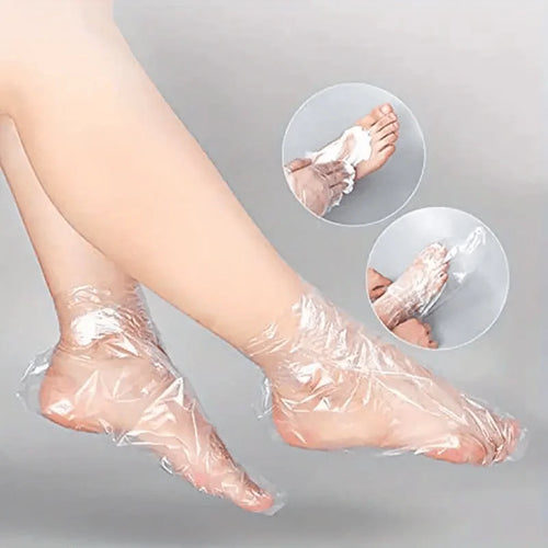 100-Piece Disposable Foot Mask Kit - Moisturizing, Waterproof, Transparent, Thickened Plastic Wrap for Home Foot Care