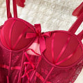 Red Lingerie Sexy Sleepwear Senior Sheer Lace Sensual Nightwear Women Strap Transparent Backless Mini Dressmesh Nightgown