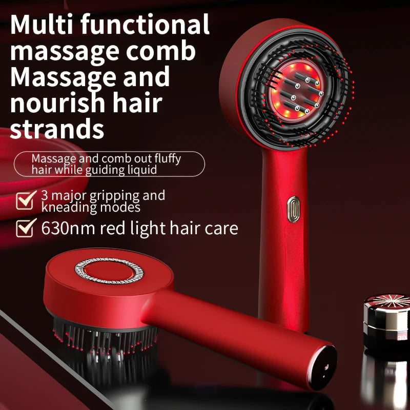 3 Mode Electric Vibration Massage Comb Red Light Therapy HairCare Growth Massage Scalp Brush Oil Liquid Applicator Head 
