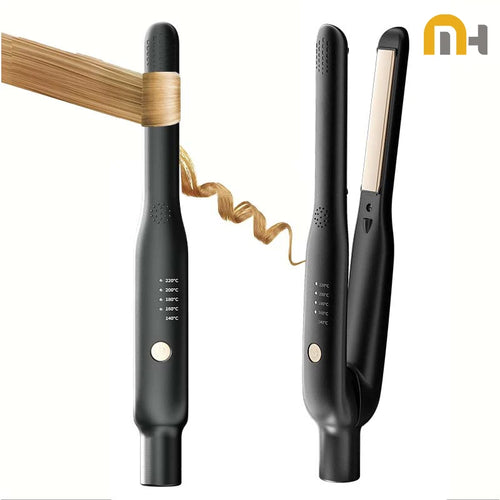 2-in-1 Mini Hair Straightener & Curler - Ceramic Fast Heating 140-220°C - Portable Flat Iron for Short Hair Travel Styli