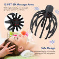 Electric Octopus Claw Scalp Massager 12 Arms 2 Vibration Levels LED Red Light USB Rechargeable Handsfree Stress Relief Device