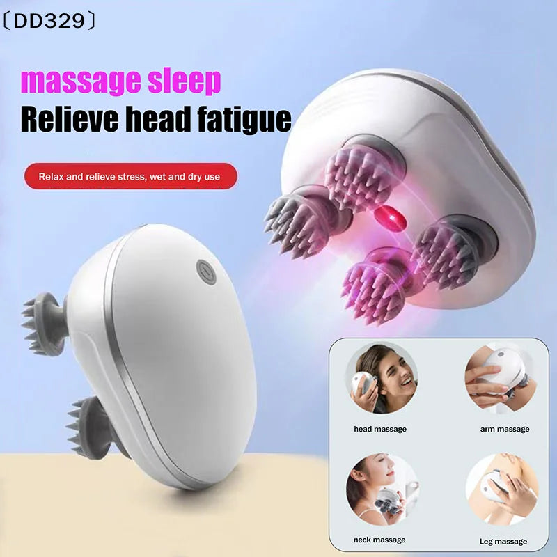 Electric Scalp Head Massager Kneading Vibrating Device Red Light Health Care Shoulder Neck Leg Arm Deep Tissue Pet 〔DD329〕