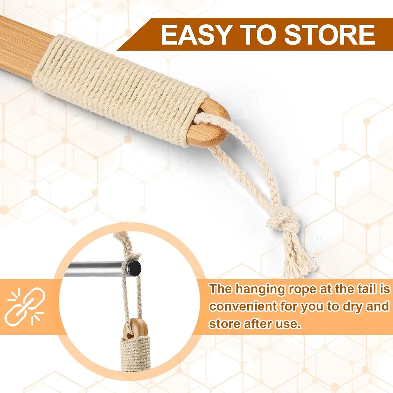 Bamboo Long Handle Back Scrubber — Natural Horse Bristle