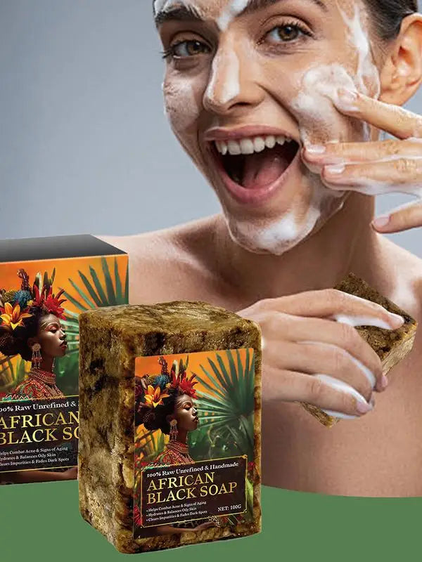 African Black Soap Deep Cleaning Exfoliate Facial Moisturizing Skin Smoothing Face body Soap Nourishing and revitalizing soap