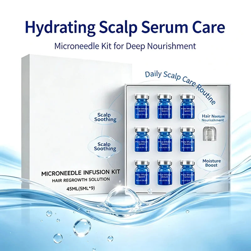 Microneedle Hair Regrowth Care Kit Serum Deep Nourishing Hydrating Calming Scalp Treatment Strengthen Hair Follicles Hair Care