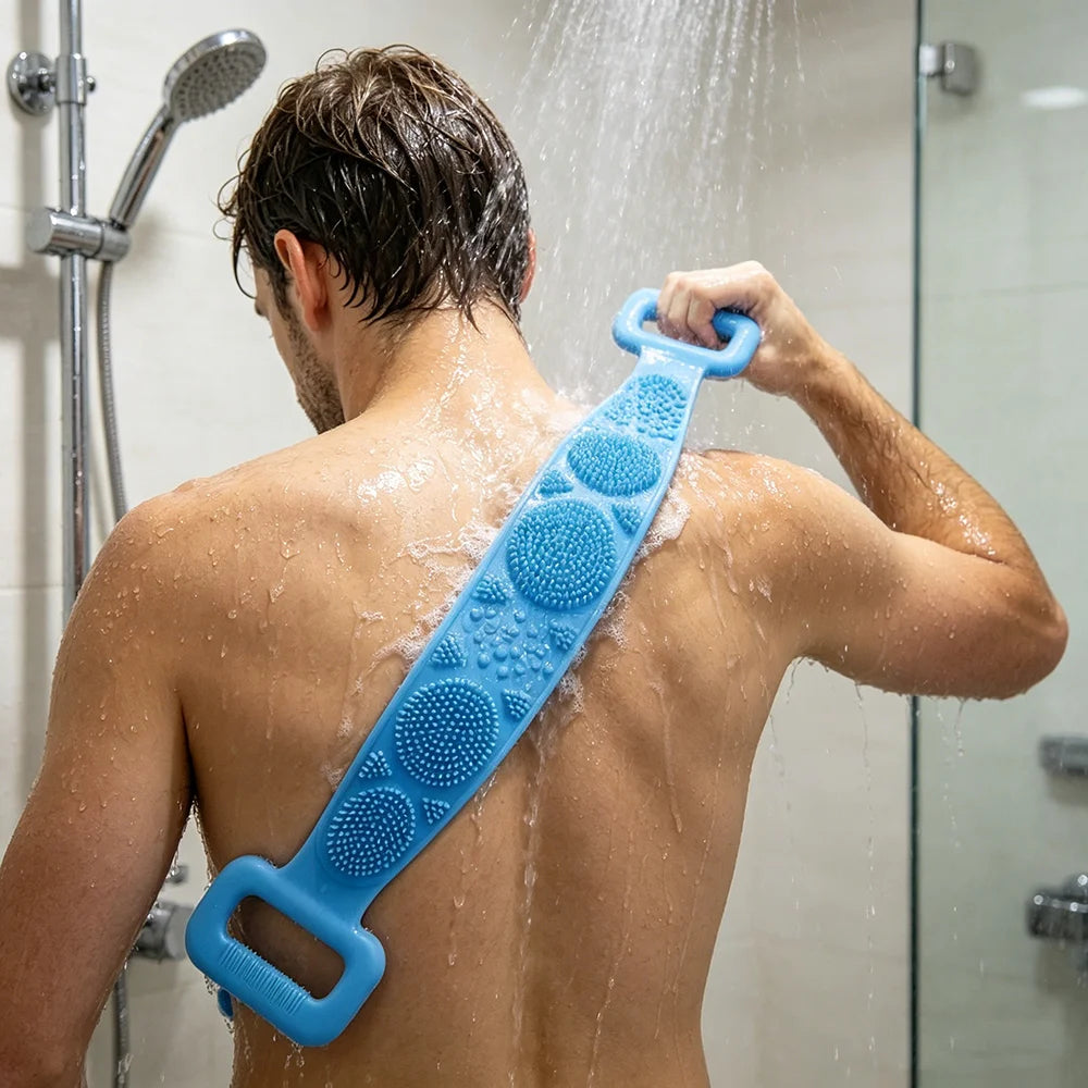 Silicone Long Belt Back Scrubber — Body Peeling & Shower Massage