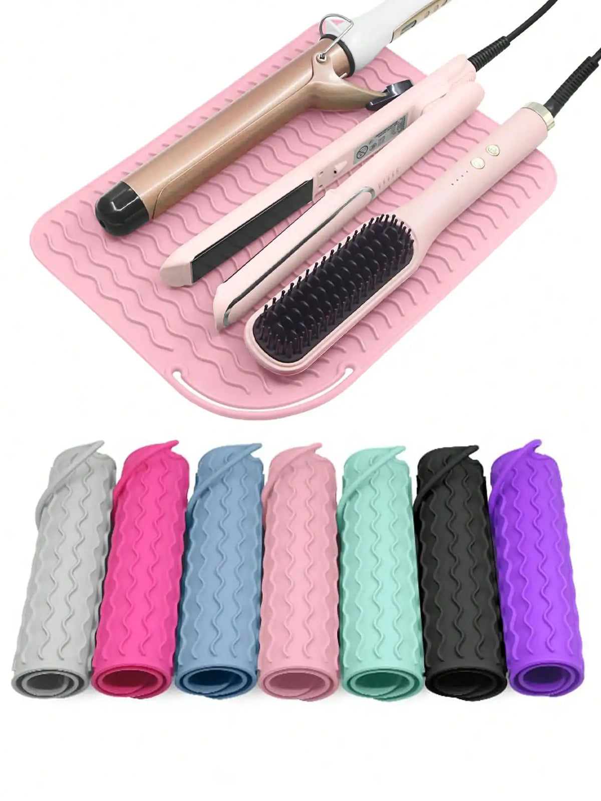 New Plus Size Silicone Heat Resistant Mat Portable Travel Hot Tools Pad Cover for Curling Iron, Flat Iron Hair Straighte