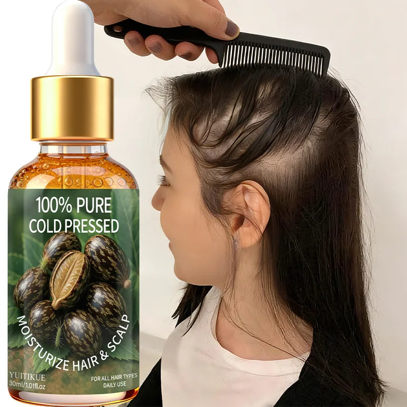 YUITIKUE 100% Pure Cold Pressed Castor Oil - Moisturizing Hair & Scalp Oil for All Hair Types Daily Use